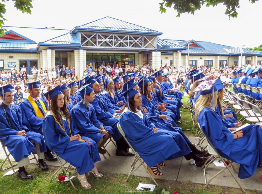 Nonnewaug seniors have a lot to look forward to over the next few weeks. A graduation ceremony for the Class of 2021 will be held on Saturday, June 19th. Similar to graduations in previous years, as pictured above, this years ceremony will be full-attendance, in-person on the Nonnewaug campus.