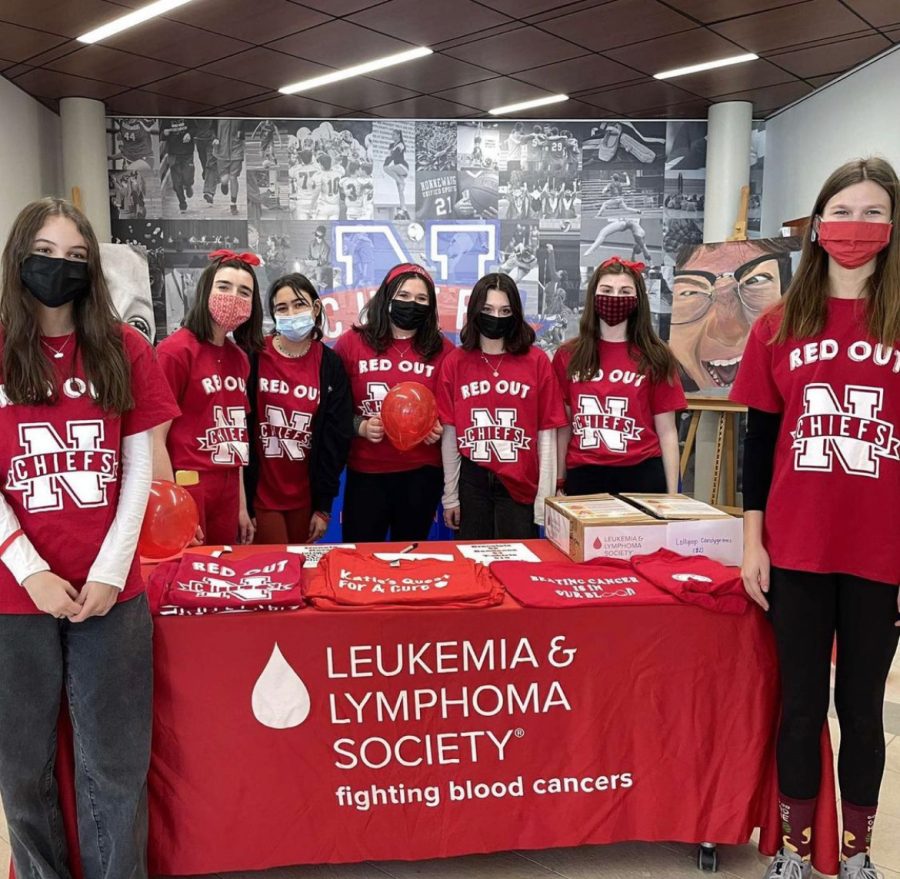 (Pictured left to right): Rebecca Varnum, Hannah Kostka, Sophia Dmitriyeva, Kate Mieczkowski, Emily Crawford, Camryn Sudimick and Anna Shupenis made up the group integral to running the fundraiser for Leukemia Lymphoma Society research. They greatly helped to raise money, and be advocates for spirit week. 