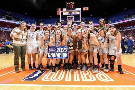 The Thomaston girls basketball team won the Class S state championship March 19 by defeating Coventry at Mohegan Sun Arena.