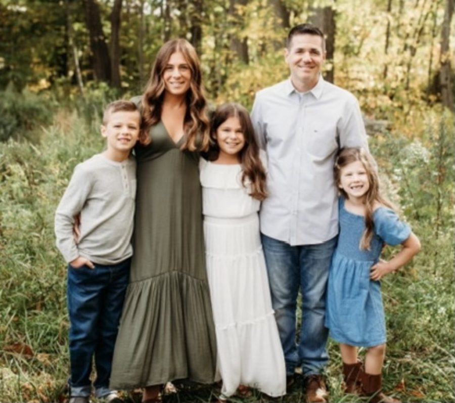 Nonnewaug social studies department chair Marisa Christoff and her family: from left, her middle child Rocco, herself, her oldest Sofia, husband, and youngest daughter Lila.