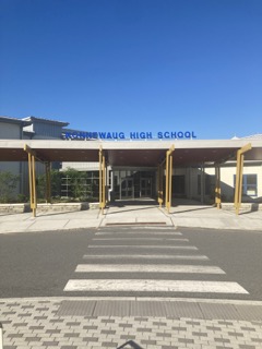Entrance to Nonnewaug High School, where the next year awaits new students and new schedule changes. 