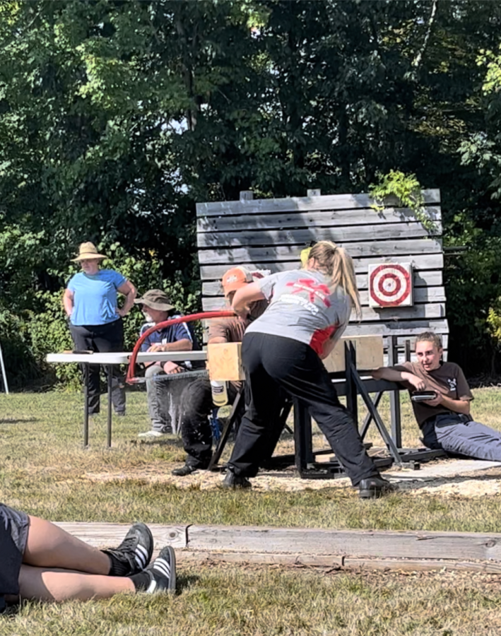 Jocelyn Jacques from Wamogo was amungst the group of high school students that competed in the adult timber sports competition at the Bethlehem fair. She is grateful for the opporuntiy to test her skills against the pros and is excited for the rest of her season.  