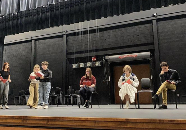 The Nonnewaug Drama Club rehearses for the fall 2022 production of Clue.