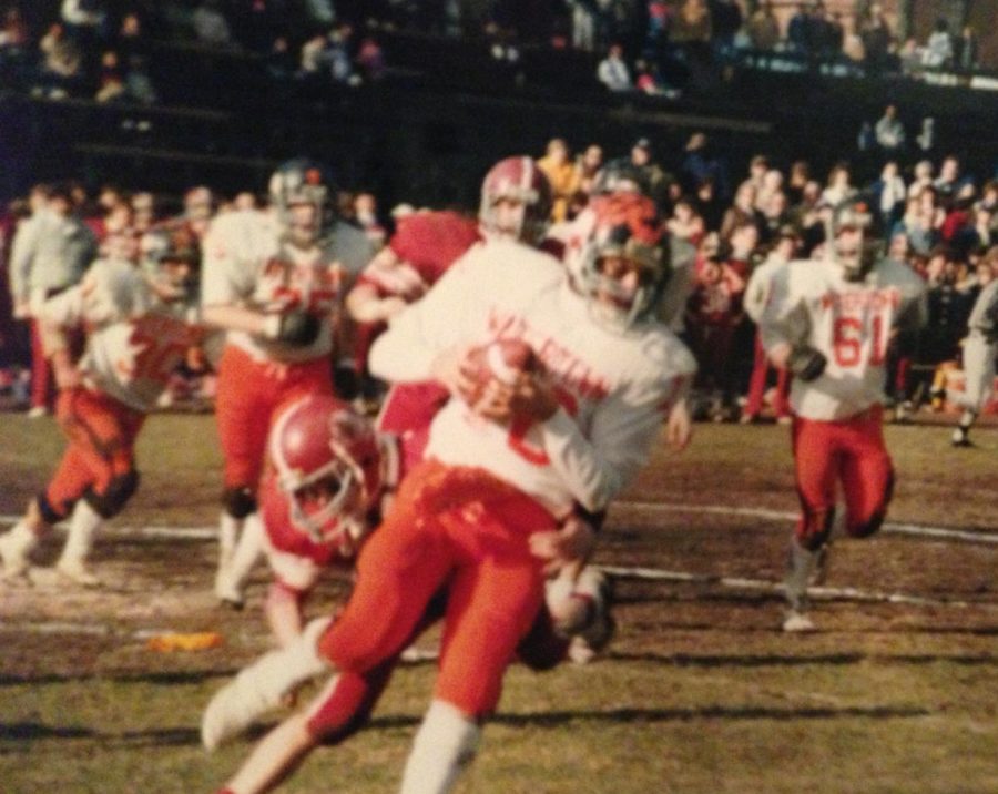 Rico Brogna plays during Watertowns Thanksgiving football game in 1986 against Torrington.