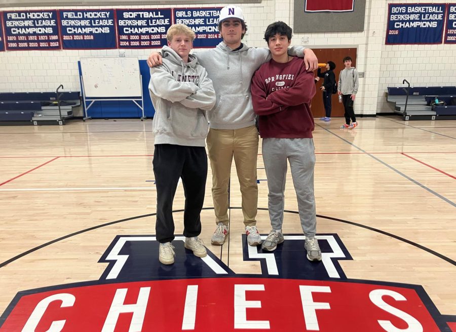 From left, Andrew Greene, Ryan Ponte and Ben Shea are part of the girls basketball teams practice squad.