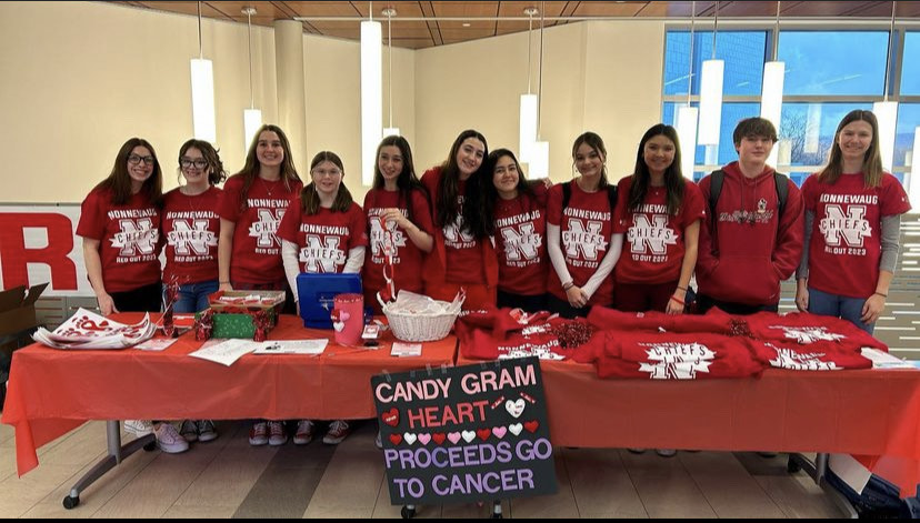 The Event and Planning Committee sold red-out applies during the winter spirit week to raise money for the Leukemia and Lymphoma Society.
