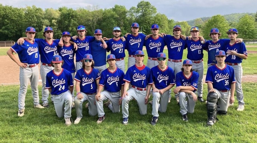 The+Nonnewaug+baseball+team+poses+after+clinching+the+outright+Berkshire+League+championship+May+22+at+Thomaston.