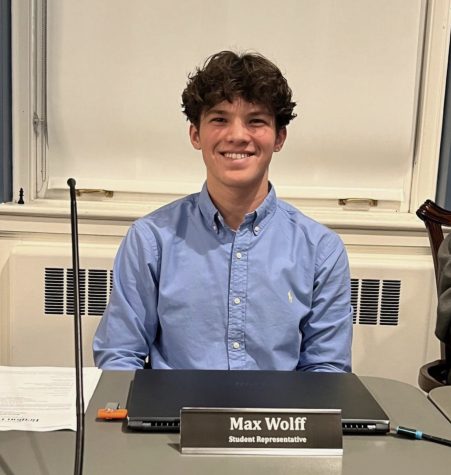 Max Wolff prepares to report whats happening within the walls of all the Region 14 schools to the Board of Education. Wolff has been named this years Board of Education student representative. 