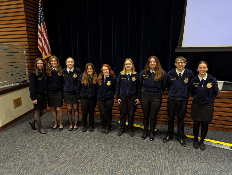 The 2023-24 officer team of the Woodbury FFA was announced at the monthly meeting on May 10. This team was chosen after a multiple-hour discussion between the nomination committee members, current chapter officers and FFA advisors. 