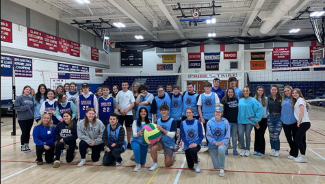 Nonnewaug Unified volleyball comes together with Oxford High School after their first game of the volleyball season. 