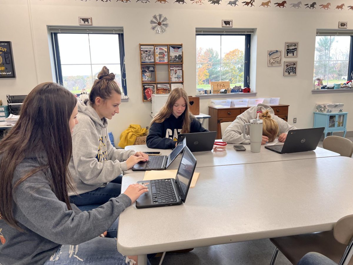 Nonnewaug students work on Chromebooks in class. Earlier this fall, students took several NWEA exams to measure their abilities in reading, math, and science.