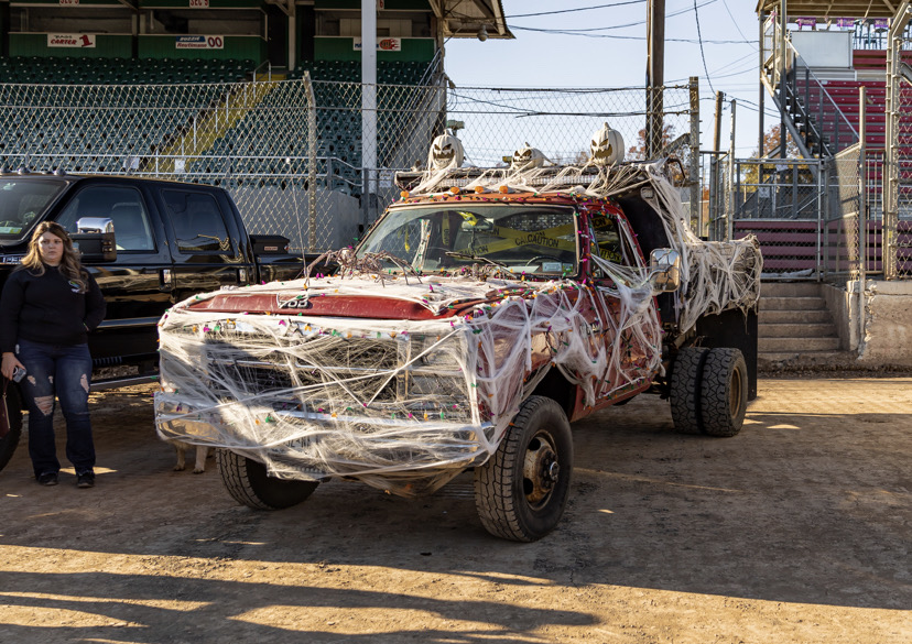 An old Dodge pickup truck decorated for Halloween from the previous diesels event in 2022. (Courtesy slwmoe/Instagram)
