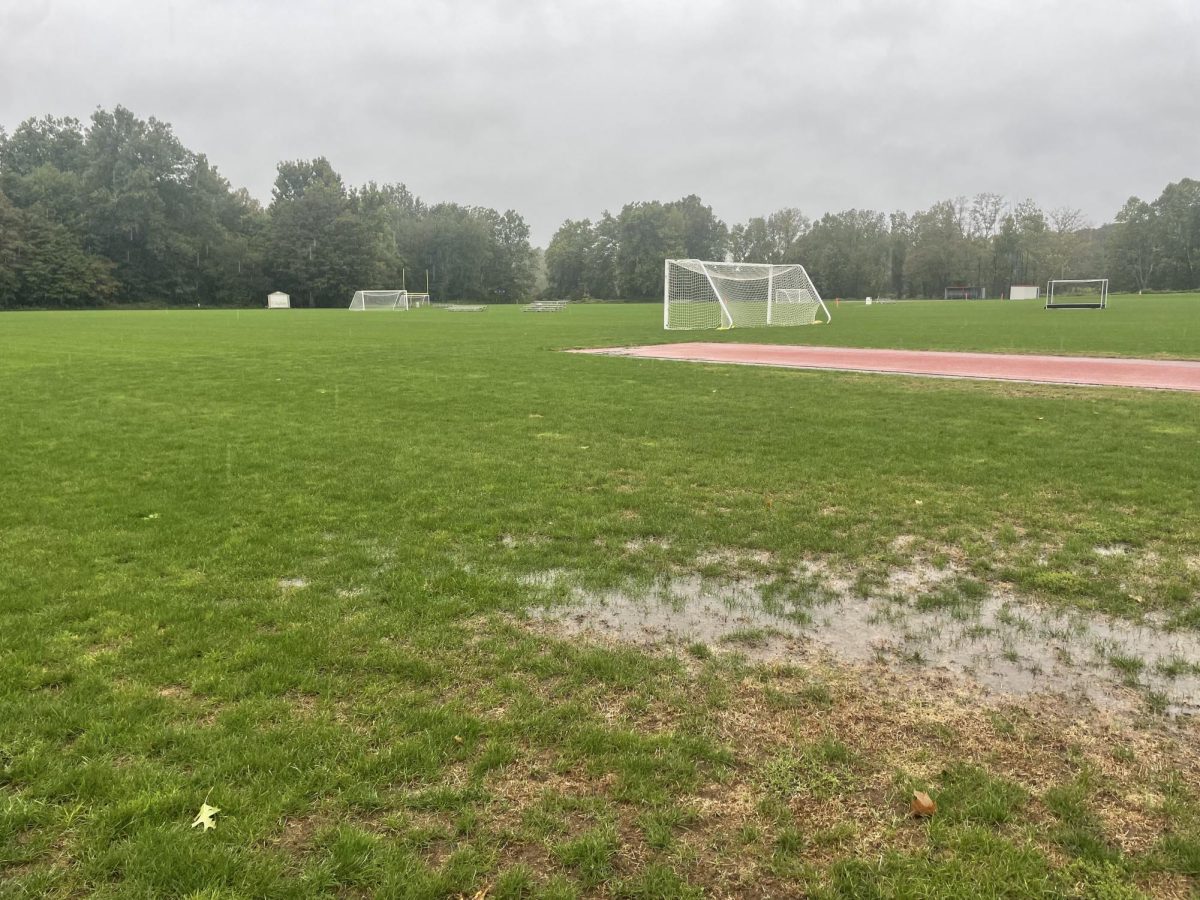 Nonnewaug High Schools athletics fields were left abandoned in the rain after the cancellation of practices Sept. 29.