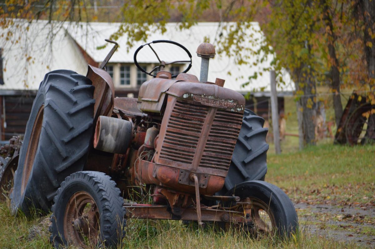 An antique Farrmall, a prime example of the condition of some tractors in the Nonnewaug ag mechanics shop for the tune-up unit.