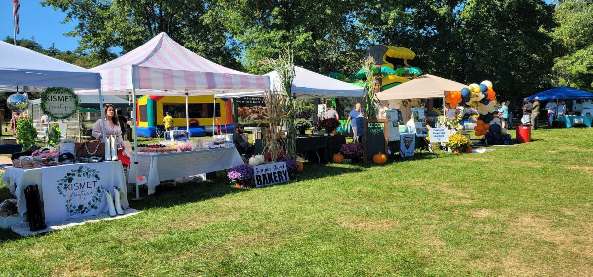 At the Woodbury Fall Fest businesses set up their booths in preparation for the busy day ahead of them.