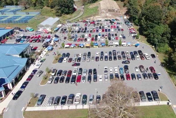 The parking lot is filled Oct. 1 during the Woodbury FFA Alumnis inaugural Kickin Country Car Show. More than 210 vehicles participated.