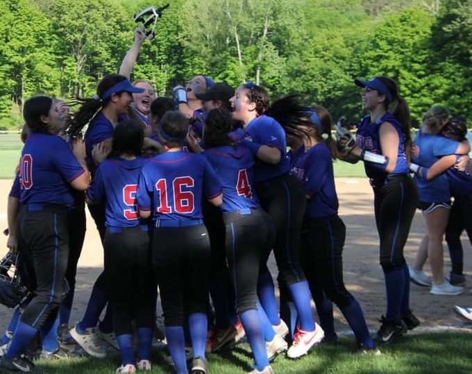 NHS softball team celebrates after winning the 2022 Berkshire league title(Kim Calabrese)