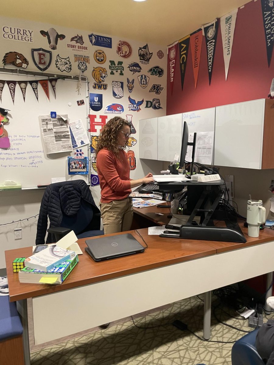 Kathy Green works on her desktop in efforts to help her many students that fill the College and Career Resource Center in search for support and advice.