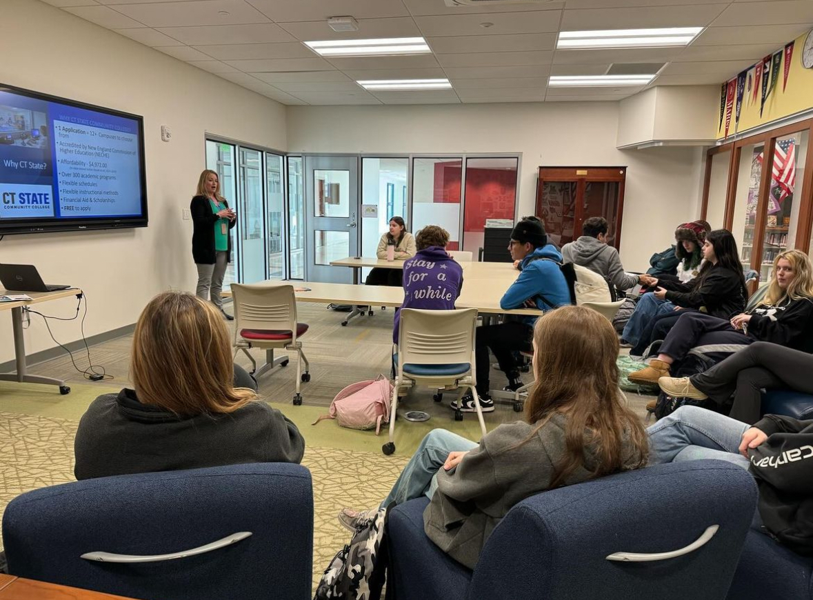 Naugatuck Valley Community College visited Nonnewaug for the second time this year, hoping to provide some clarity for students who are yet to commit. (Courtesy of Kathy Green)