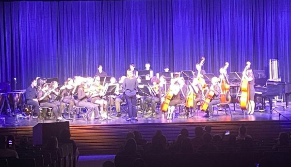 The Nonnewaug orchestra performs during a concert April 27. (Courtesy of Jamie Odell)