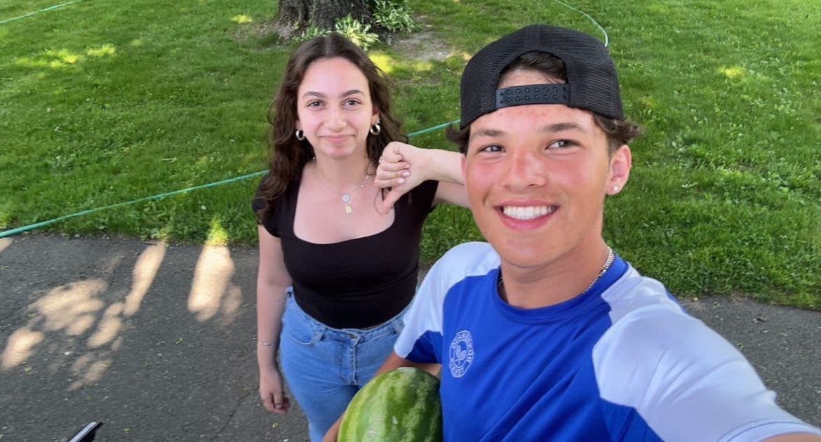 Max Wolff, the 2023 senior assassin champion, takes a selfie after eliminating Ava Witte. (Courtesy of Max Wolff)