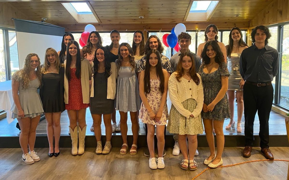 The top 10% of students in the graduating class of 2024 were honored April 25 at the Painted Pony in Bethlehem. In alphabetical order: Katie Alexander, Amy Byler, Skylar Chung, Sean Classey, Samantha Duncan, Anna Galvani, Nick Higgins, Maggie Keane, Megan Keating, Gianna Lodice, Rubie Lombardi, Kaitlyn Monteiro, Juliette Nichols, Madison Stewart, Madison Strubbe, Cole Wenis, and Madison Willis. (Courtesy of Mykal Kuslis)