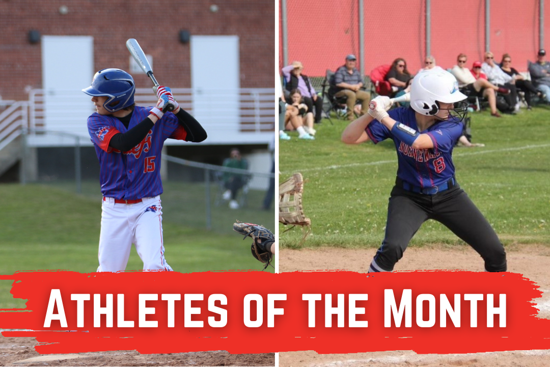 Nonnewaug baseball player T.J. Angiolini, left, and softball player Hannah Searles are the Chief Advocates April Athletes of the Month. (Courtesy of Noreen Chung and Kim Calabrese)