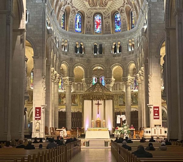 Students visited the Basilica of Saint Anne-de-Beaupré in Quebec, Canada. The Basilica of Saint Anne-de-Beaupré is a Roman Catholic church, and one of eight national shrines in all of Canada. (Courtesy of Bella Starr)
