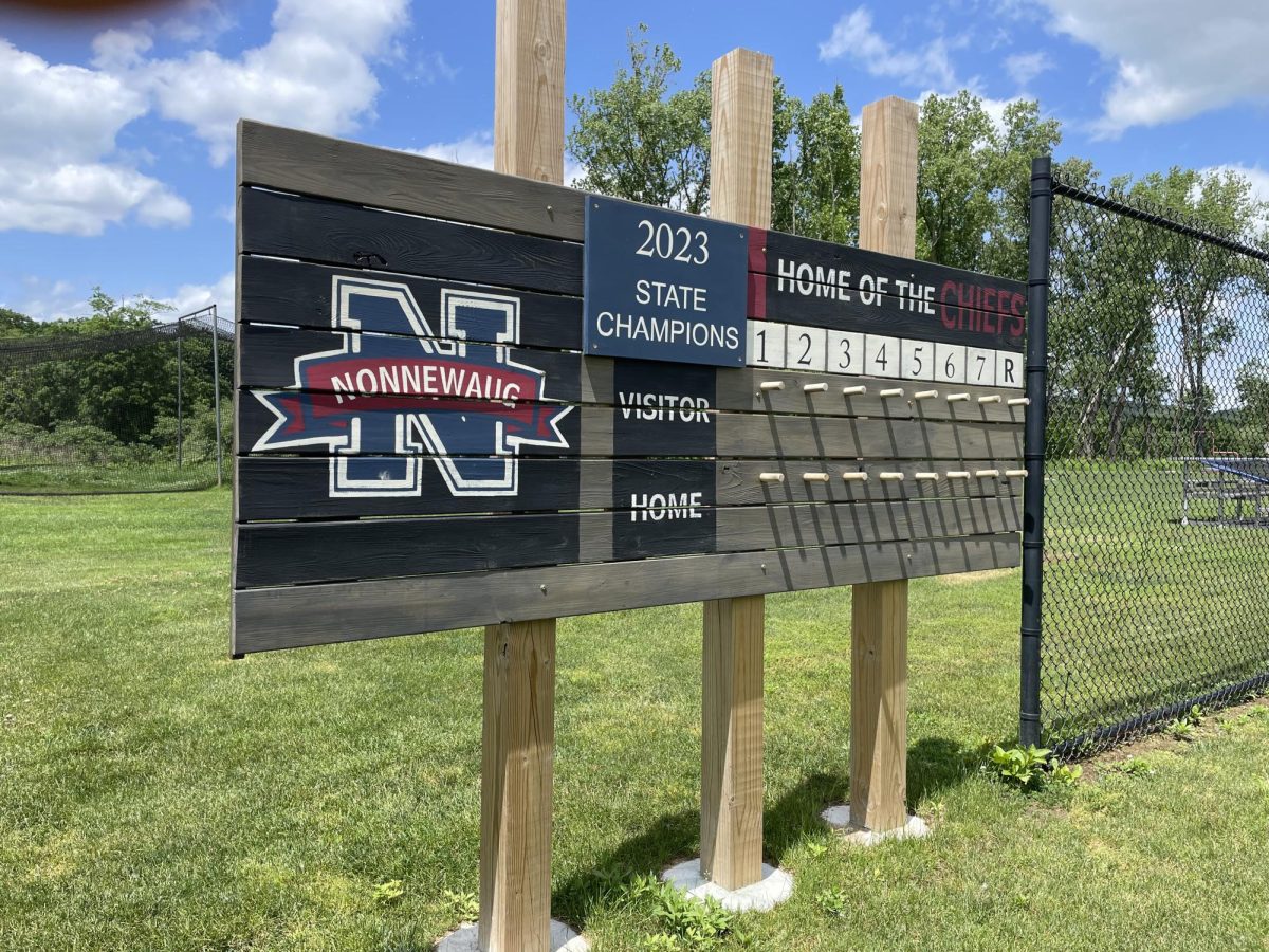 NHS Baseball's new scoreboard is a welcome addition to campus as players and fans can keep up with the action. 