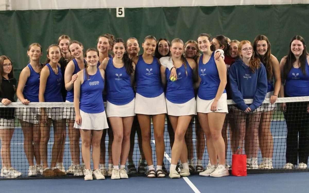 The Nonnewaug girls tennis team poses on senior night this year. (Courtesy of Nonnewaug girls tennis/Instagram)