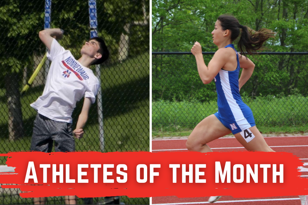 Sophomore tennis player Luke Primini, left, and sophomore track athlete Sophia Garguilo are the Chief Advocates May Athletes of the Month. (contributed photo and Hailey Goldman photo)