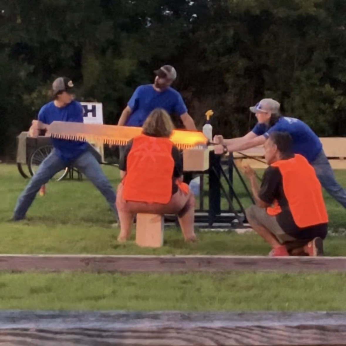 Freshman Ansley Matheson, left, cross cutting for the second time at the 2024 Bethlehem Fair. (Courtesy of Ansley Matheson).
