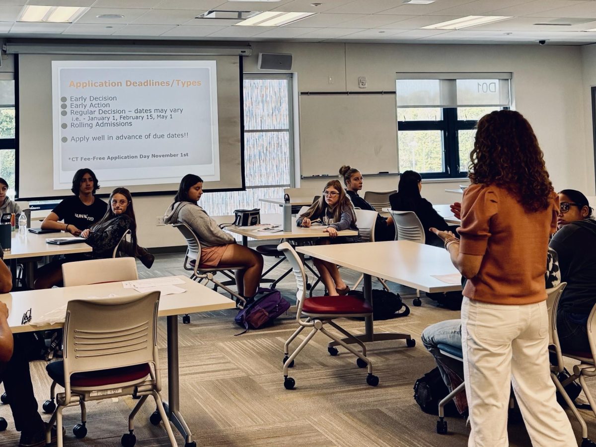 Kathy Green, CCRC Coordinator, and her fellow guidance staff held senior presentations designed to guide students through a fall semester full of decision making. 