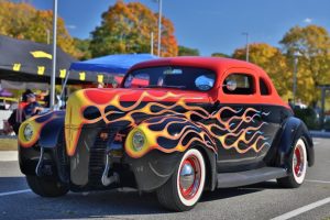 A 1940s Ford coupe custom built from LA with custom grill, paint job, and custom body work. (Courtesy of Chris Pelletier)
