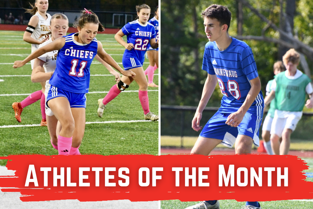 Girls soccer player Hailey Goldman, left, and boys soccer player Vincenzo Rose are the Chief Advocate's Athletes of the Month for September.