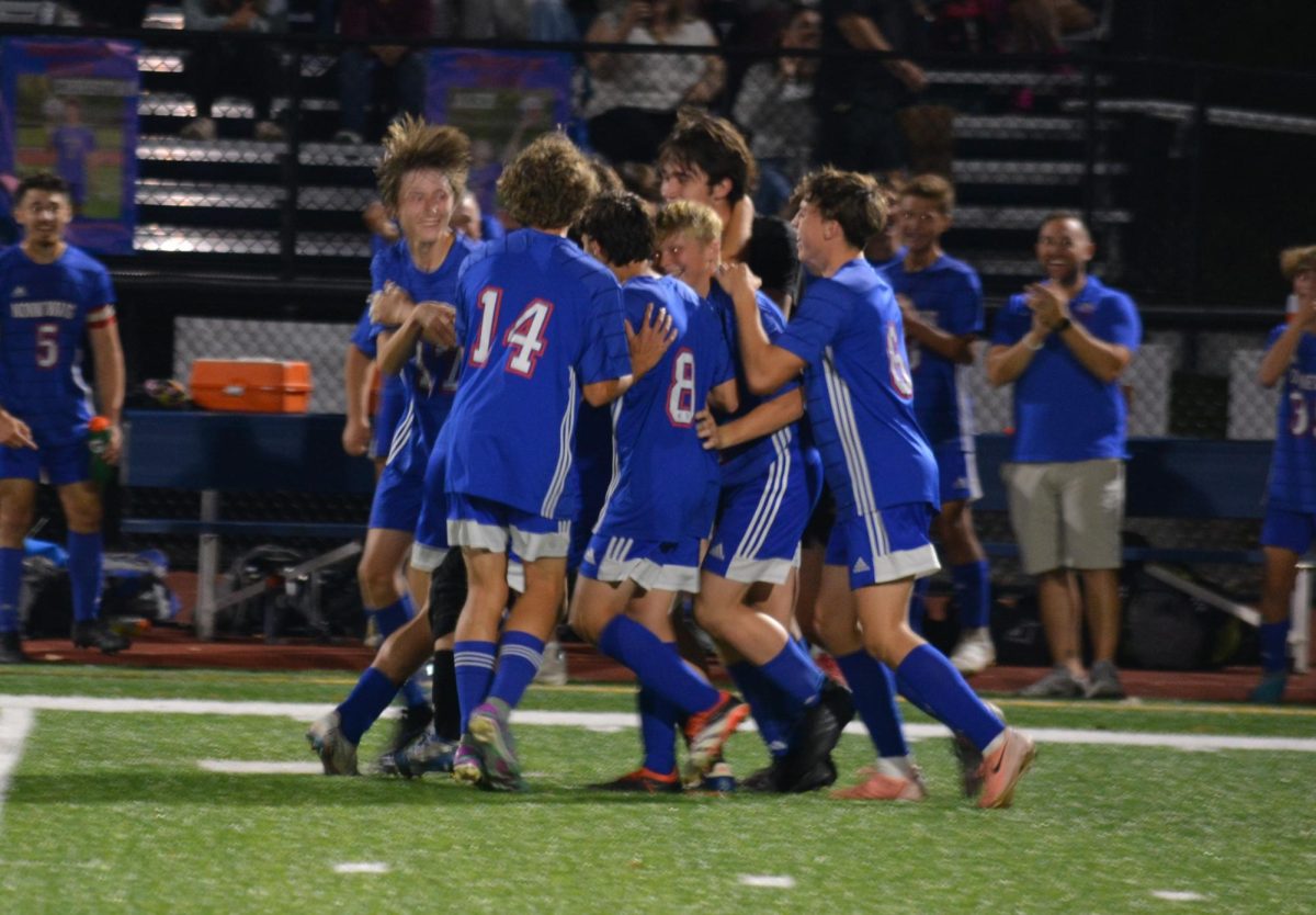 Nonnewaug players celebrate after Noah Sapack scored a goal during the game against Gilbert on Oct. 22.