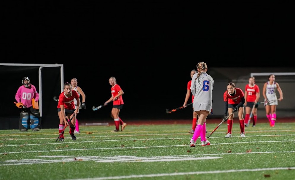 The Nonnewaug field hockey team plays Northwestern on Oct. 10. They are one of four fall teams that shares the turf. (Courtesy of Jason Scozzafava)