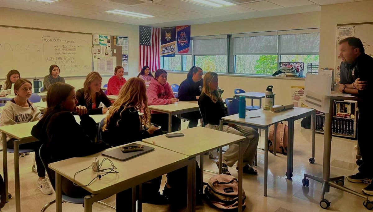 NHS Chief Advocate editors sit together for a Tribe meeting every Tuesday. This will be the first group to have the opportunity to be a part of the new Quill and Scroll Honor Society for Nonnewaug's media students.