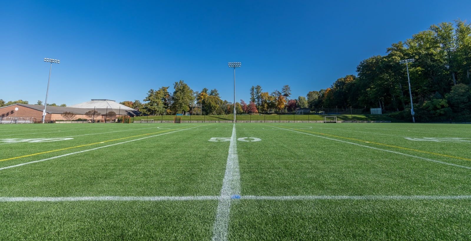 Choate Rosemary Hall's Class of '76 Field was the site of Sean McGee's most difficult day as an athletic trainer, a September 2018 game involving his St. Thomas More football team. (Courtesy of Choate Rosemary Hall)