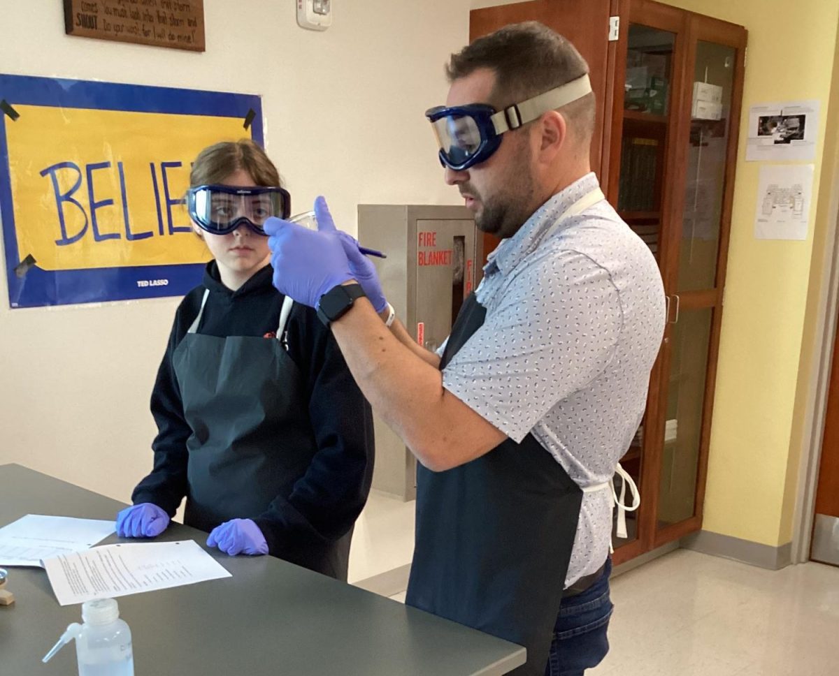 Kornblut helps students better understand instructions in the lab, and helps with preparations. Students start learning more about chemicals and getting more hands-on lab experience.