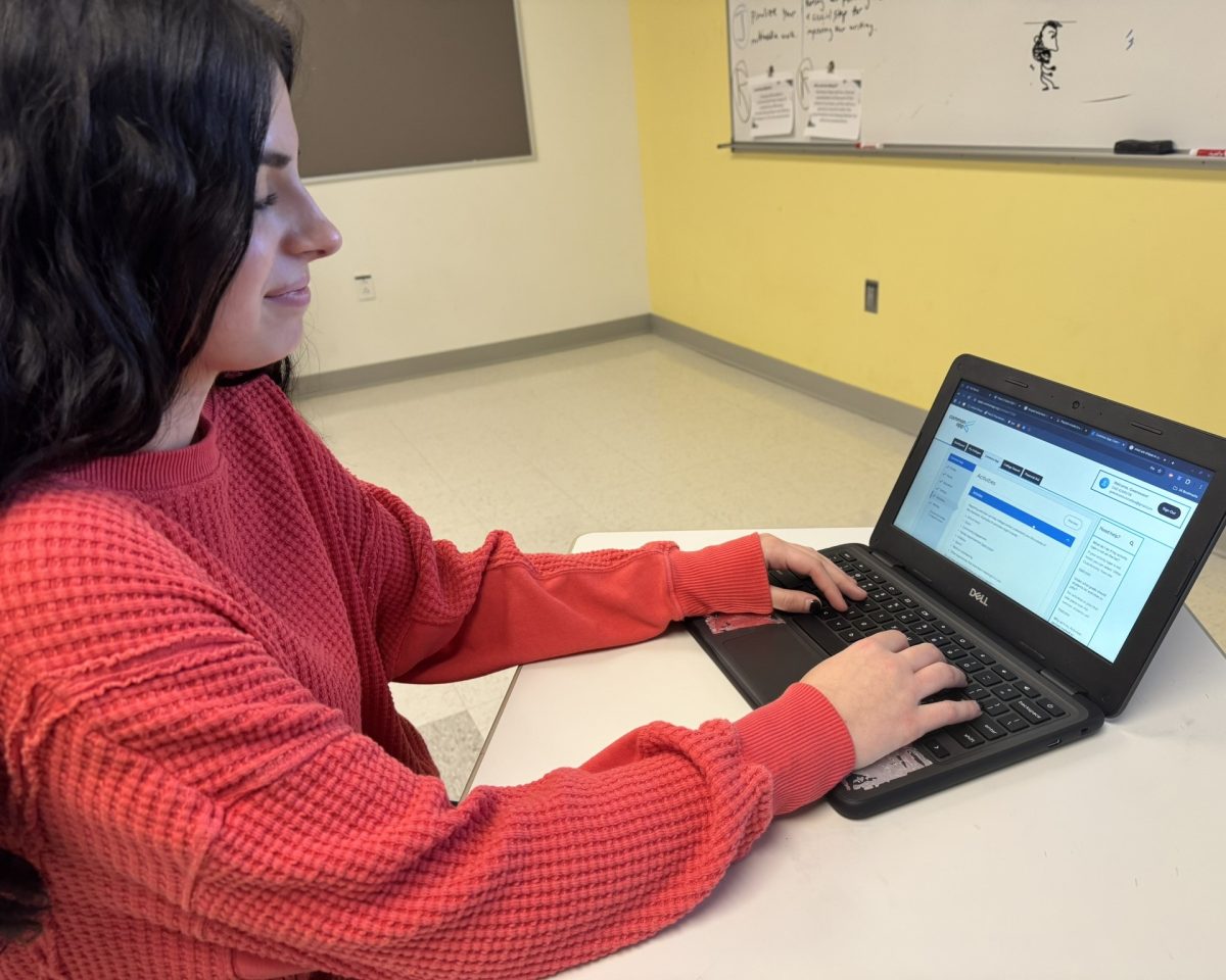 Senior Gwen Scozzafava works on her Common App as she prepares to apply for college.