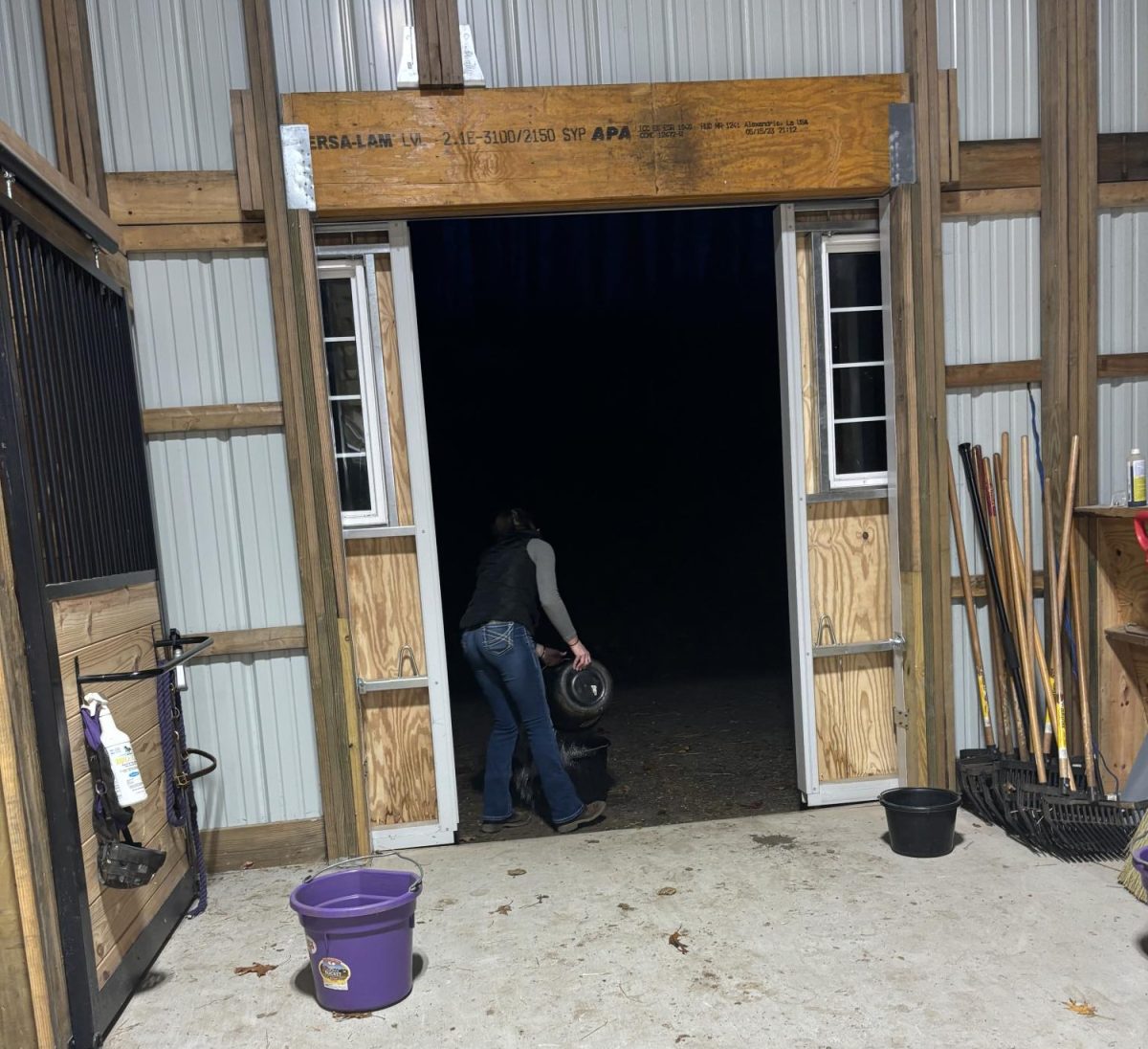 The new double doors on the barn make doing chores and turning out the horses much easier for both the students and teachers. "[The new barn] allows students to have more learning opportunities, their opportunities aren’t limited due to the weather conditions outside," says senior, Samantha Kostka. "For me when I’m doing chores in the morning it’s easier because everything is right where I need it, food, hay and equipment is all in one place"