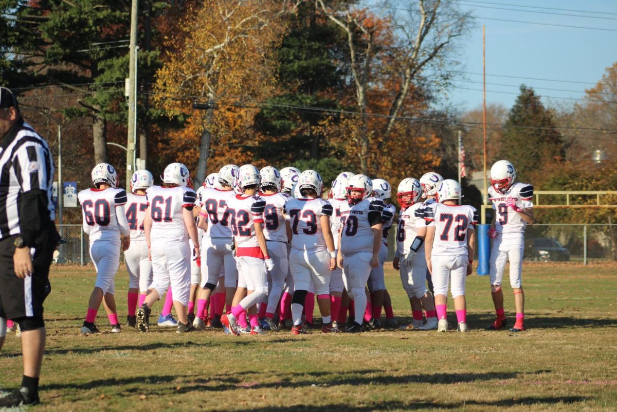 The Northwest United JV football team huddles during a game vs. Vinal Tech. (Courtesy of Tim Parry)


