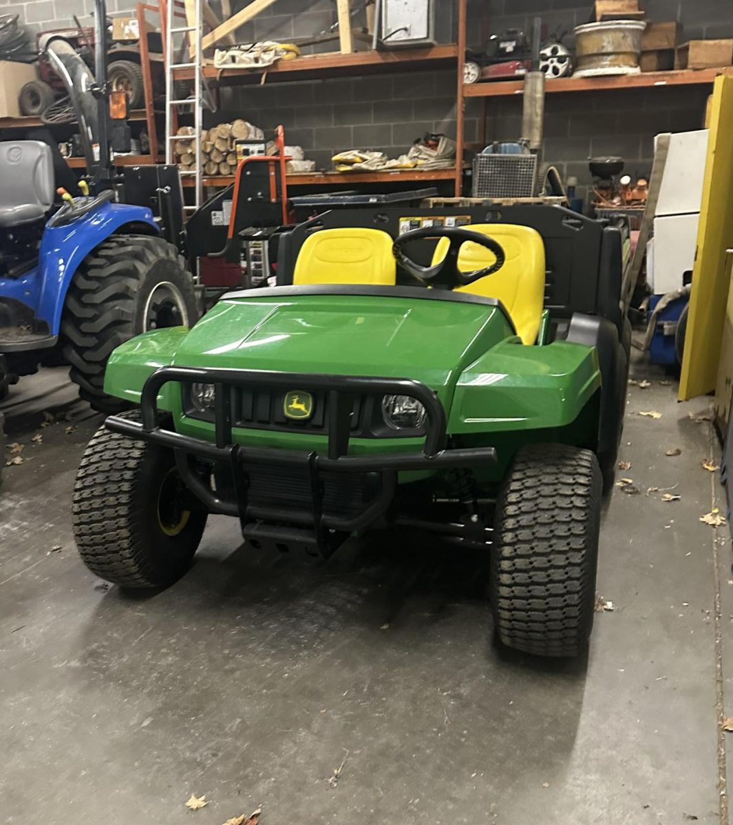 The new gator rests in its new spot in the ag garage. McMillan has found this new addition to the program very useful in her class.