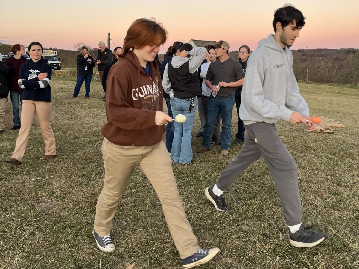 Woodbury FFA and Wamogo FFA continue to compete in the egg-on-a-spoon race on November 8th at March Farms for District 1 social. 