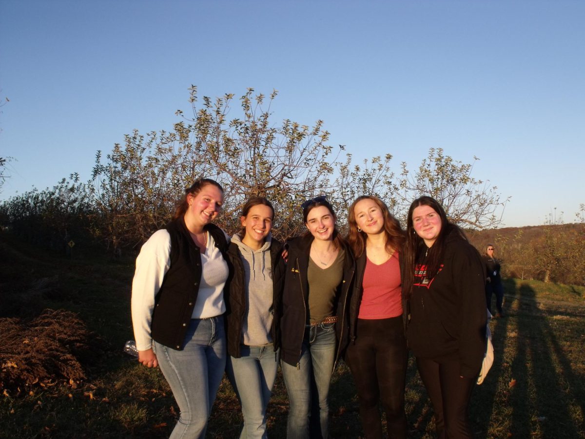 Nonnewaug students pose for a picture from left Alexa Sweeney, Nicole Perssico, Samantha Kostka, Alyssa Gravel, and Shelby Sweeney on Nov. 8 at March Farms for District 1 social.