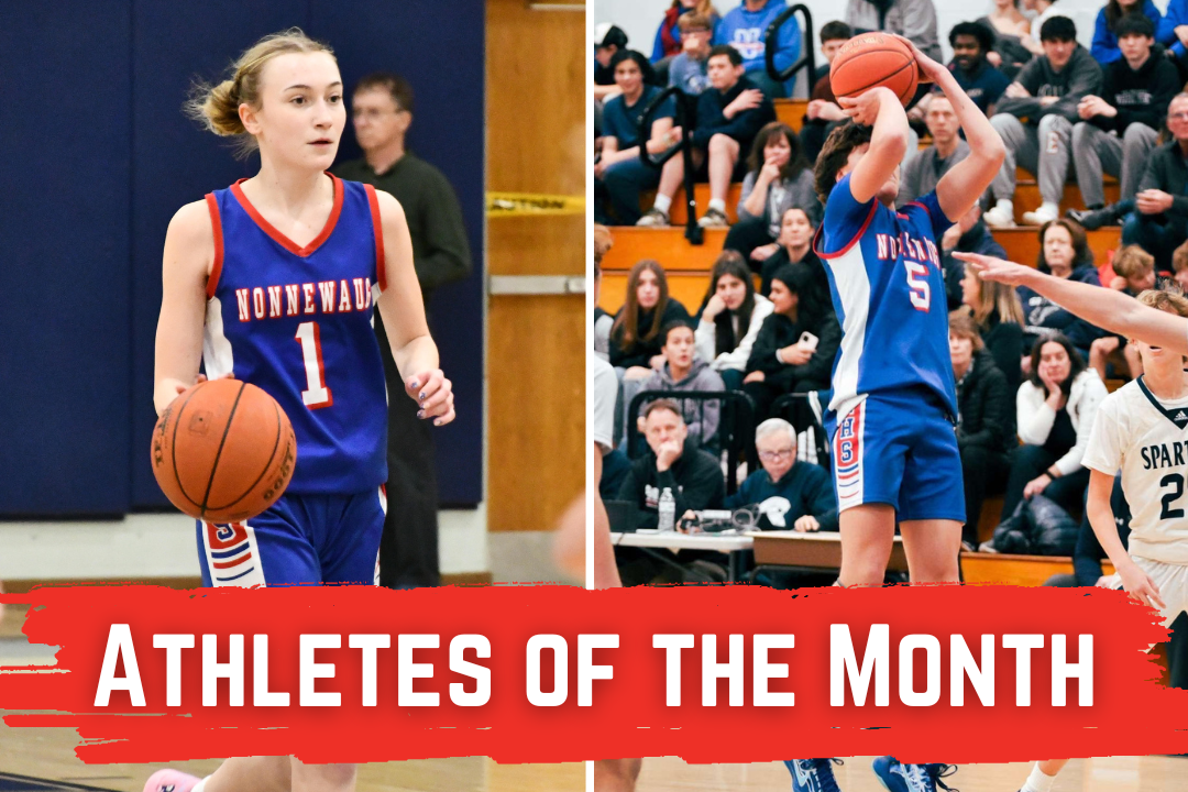 Gemma Hedrei, left, and Brady Herman are the Chief Advocate's Athletes of the Month for December. (left photo by Deme Jones '26; right photo courtesy of Gabby Johnson)