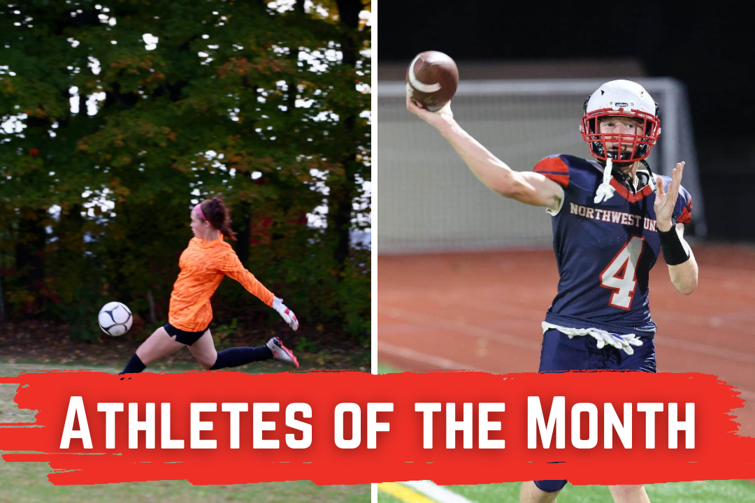 Savannah Czerepacha, left, and R.J. Barksdale are the Chief Advocate's Athletes of the Month for November. (Photos courtesy of Nonnewaug girls soccer/Instagram and Noreen Chung)