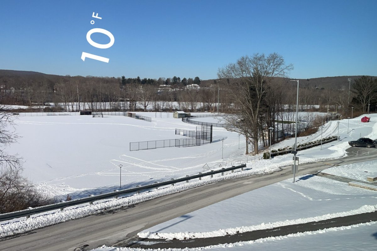 Nonnewaug's campus is covered in a blanket of snow that hasn't melted thanks to recently frigid temperatures.