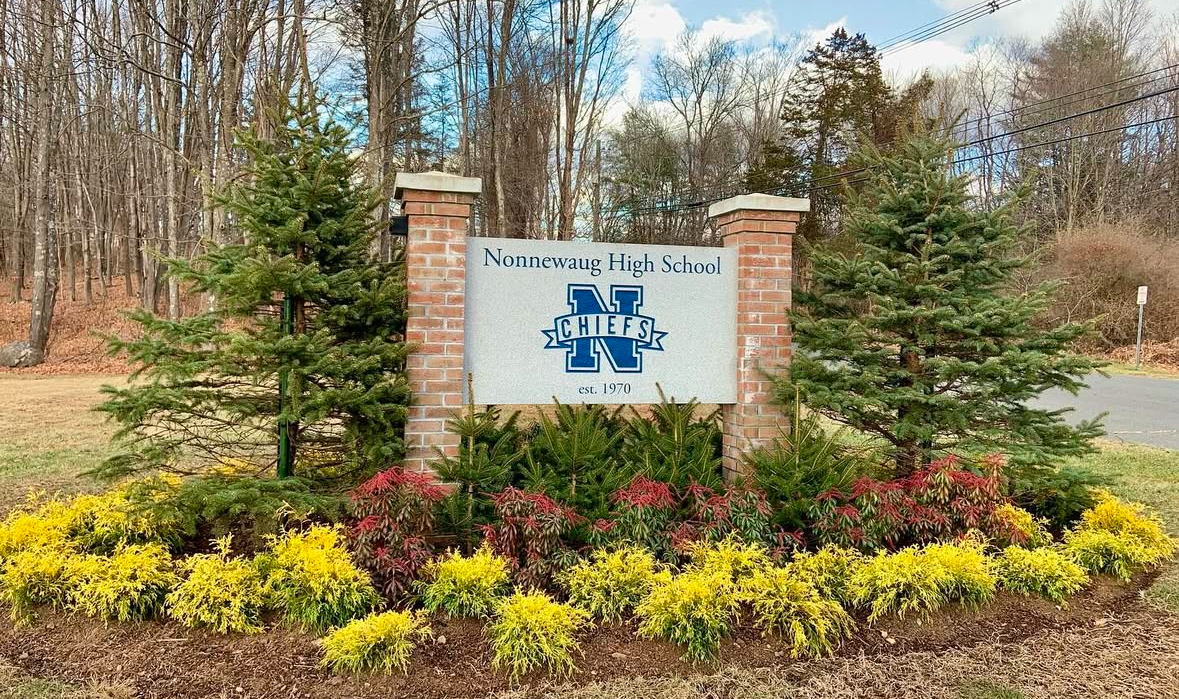 Nonnewaug's landscaping classes works hard through any conditions to make sure the property looks professional and is kept up with. Even on the coldest days they work through it to make Nonnewaug look as welcoming as it is. (Courtesy of Woodbury FFA/Instagram)